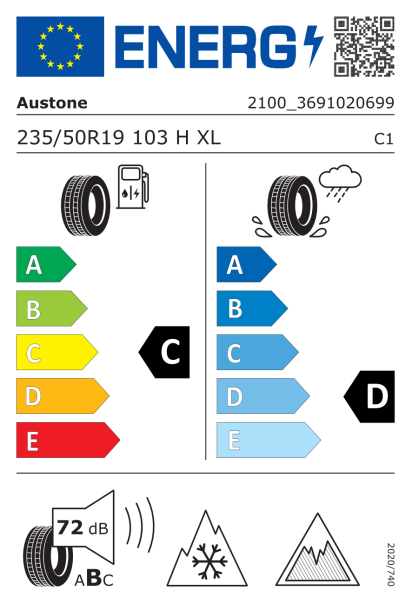 Austone Glacia Snow 235/50 R19 103H XL Eurolabel
