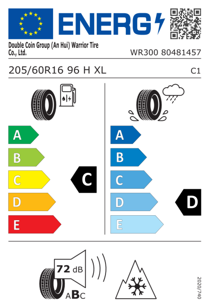 Warrior WR 300 205/60 R16 96H XL Eurolabel