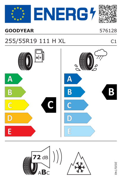 Goodyear UltraGrip Performance+ SUV 255/55 R19 111H XL AO Eurolabel