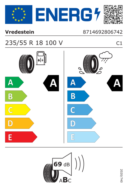 Vredestein Ultrac+ 235/55 R18 100V Eurolabel